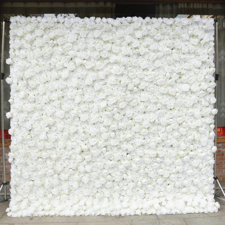 Weißer Rosen-Blumen-Wand-Hintergrund, Künstlicher Wand-Blumen-Hintergrund 3D-Seiden-Hortensie-Rosen-Blumen-Panel Für Foto-Hintergrund-Home-Party-Hochzeits-Hintergrund-Dekoration