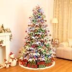 Kerstboom met ledlampjes en sneeuwvlokken, metalen standaard, kunstkerstboom, voor kerstdecoratie (210 cm met kleurrijke leds)
