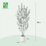 Olijfboom, kunstplant, 180 cm, kunstplant met levensechte vruchten, kunstolijfboom in witte pot, indoor decoratie (1 stuks)