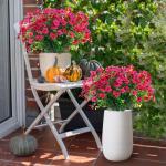 Kunstbloemen, 8 bundels voor buiten, uv-bestendig, kunstbloemen, vervaagt niet, groene kunstplant, tuin, veranda, raam, box, kantoor, struiken, decoratie, roze