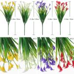 Calla Lily Kunstbloemen, 8 bundels kunstbloemen, UV-bestendige plastic bloemen, , balkon, boeket, planten voor balkon, tuin, raam, binnen en buiten