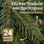 Kunstkerstboom, 180 cm, inclusief houten en metalen voet, natuurgetrouw met dichte takken, kunstkerstboom voor binnen en buiten, kunstkerstboom