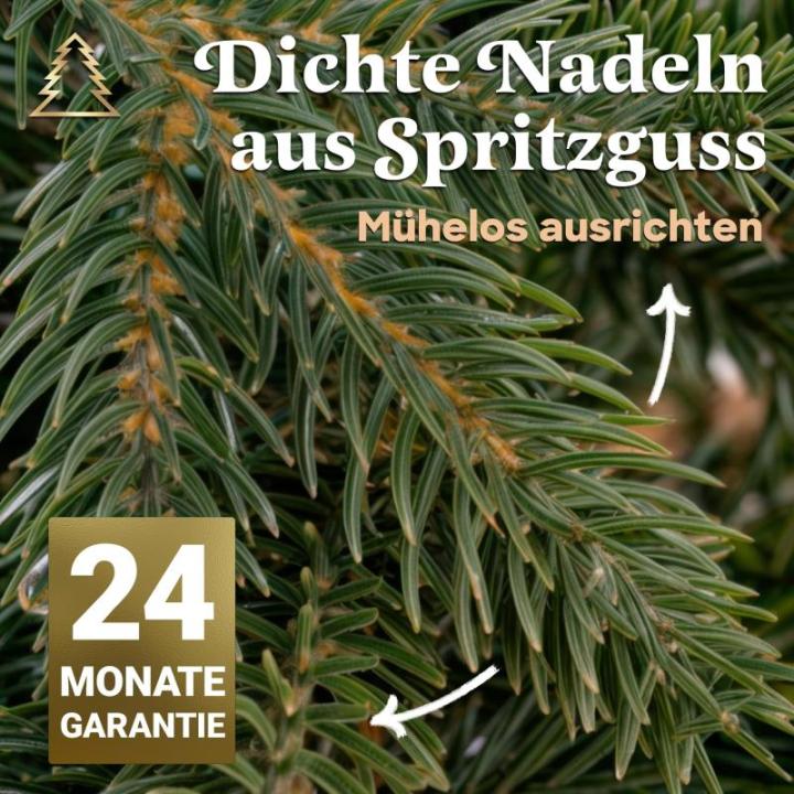Kunstkerstboom, 180 cm, inclusief houten en metalen voet, natuurgetrouw met dichte takken, kunstkerstboom voor binnen en buiten, kunstkerstboom