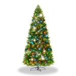 Kunstkerstboom van 150 cm met 200 RGB ledverlichting, premium dennenboom, kunstkerstboom van kunstkerstboom van PE en pvc, met metalen standaard, 400 takpunten, snel op te bouwen k
