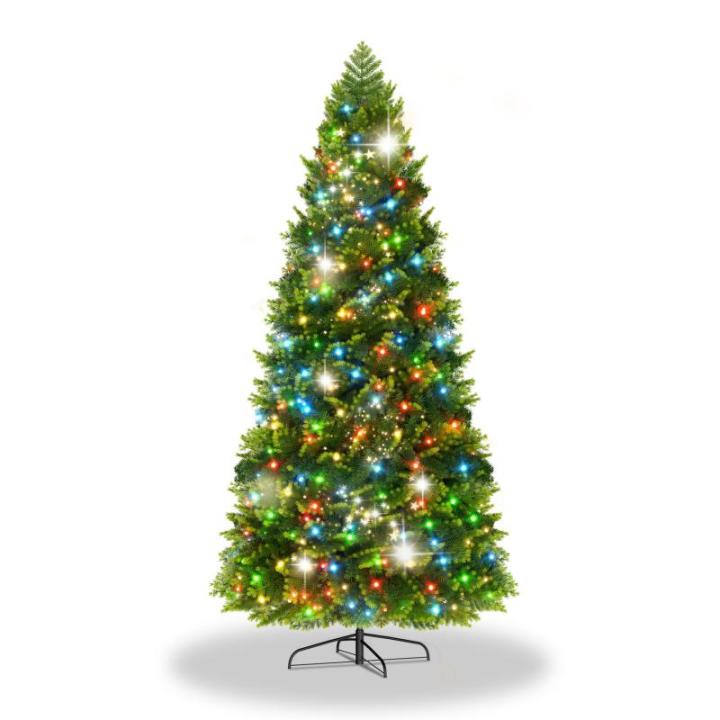 Kunstkerstboom van 150 cm met 200 RGB ledverlichting, premium dennenboom, kunstkerstboom van kunstkerstboom van PE en pvc, met metalen standaard, 400 takpunten, snel op te bouwen k