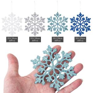 24 stuks sneeuwvlokken kerstdecoratie in 4 kleuren voor kerstboom glitter kerstboomversiering