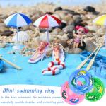 10 stuks kleine zwemringen, miniatuurdecoraties, mini-reddingsring, mini-zwemring, miniatuurornamentset, decoratieve zwemringmodellen voor zwembad, cake, meubels, decoratie (groen,