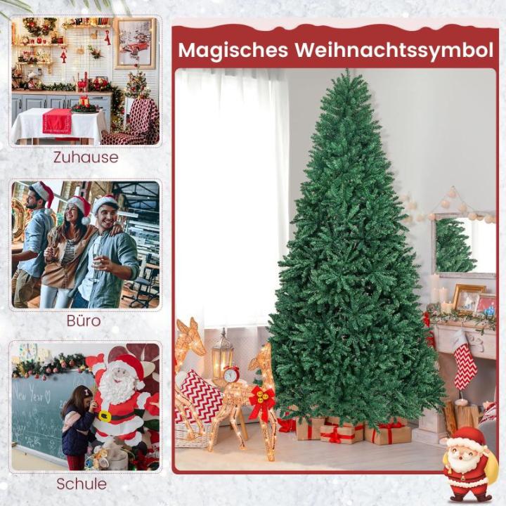 Kunstkerstboom, 180/225/275 cm, dennenboom met metalen standaard, kunstboom kerstklapsysteem, pvc-naalden, ideaal voor thuis, kantoor, winkels en hotels, groen (275 cm)