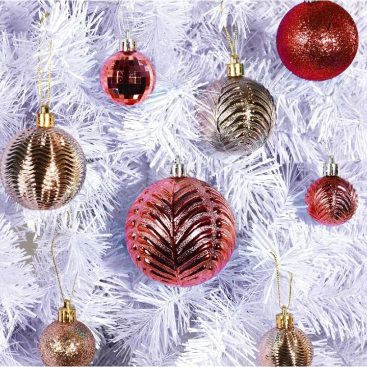 rode kerstbalornamenten voor kerstversiering - 36 stuks kerstboom onbreekbare ornamenten met ophanglus voor vakantie- en feestdecoratie (combo van 6 stijlen in 3 maten)