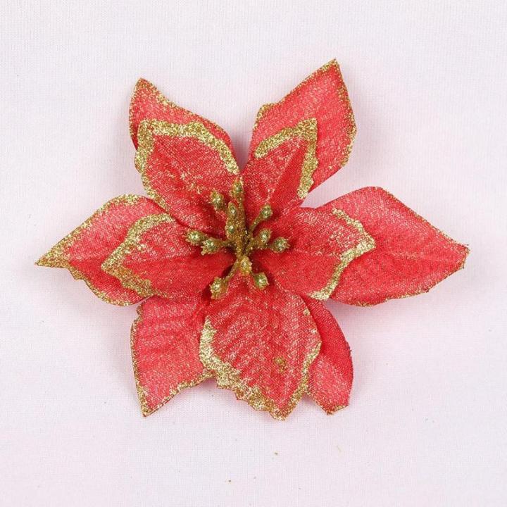 10/20/40pcs Weihnachtsbaum Dekorationen Künstliche Blumen Glitzer Faux Hochzeit Blumen Ornamente Für Weihnachtsbaum Neues Jahr Home Outdoor Dekoration