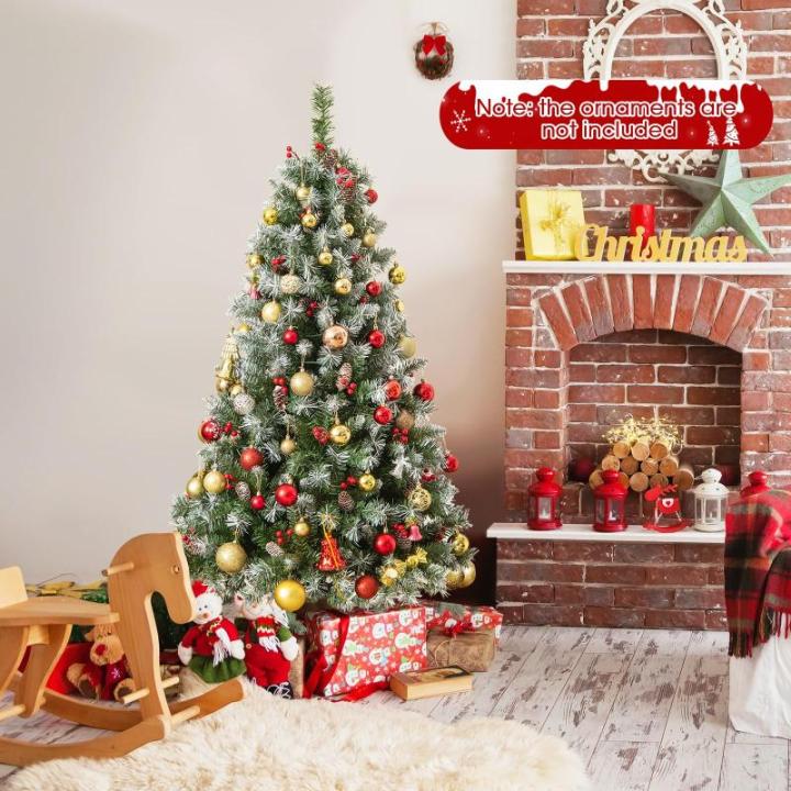 150/195 cm Künstlicher Weihnachtsbaum mit 200/420 LED-Lichtern und 8 Beleuchtungsmodi, Kunstbaum mit roten Ananas & Beeren, Christbaum mit Metallständer für Weihnachten (150 cm)