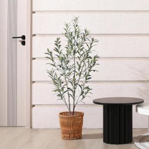 Kunstolijfboom, 120 cm, kunstplant olijfboom met natuurlijke houten stam en levensechte vruchten voor thuis- en kantoordecoratie, grote voor binnen, 1 verpakking