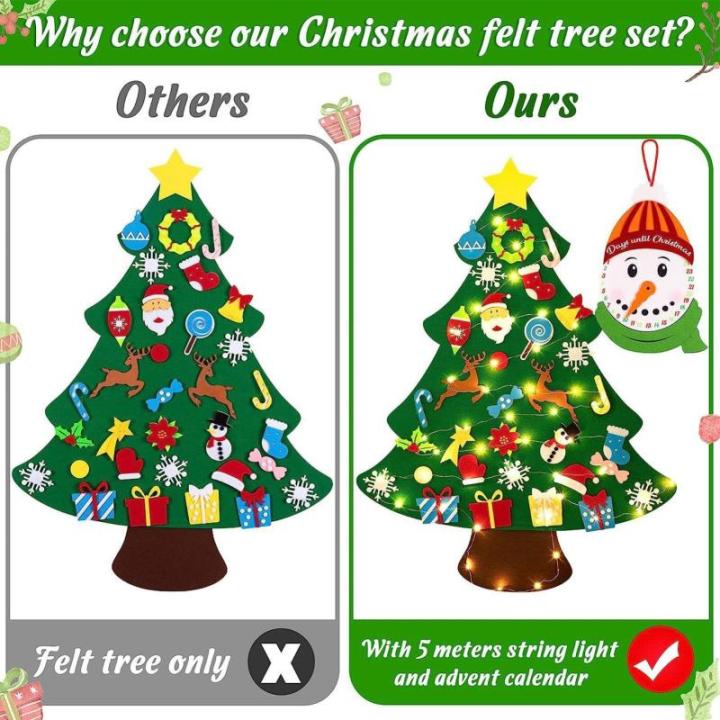 Kid Felt Christmas Tree | Wall Art Decor | Christmas Tree Wall Decor | Felt Christmas Tree | Christmas Tree For Kids Interactive Fun For Children's Rooms, Bedrooms, Dormitories