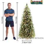 Kunstkerstboom met verlichting, 180 cm, PVC/PE, natuurgetrouw met sneeuwpunten en houten sokkel, kerstbomen, kerstdecoratie