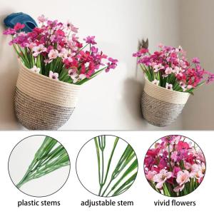 12Pcs Outdoor Nep Planten UV Bestand Plastic Faux Bloemen Planten Bloemen Bulk Voor Indoor Outdoor Opknoping Planter Tuin Venster Doos Thuis Bruiloft Decor