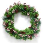 Kunstrode bessen voor Kerstmis, hulstbessen, bordeauxrode bessen, rode bessen, takken voor kerstboom (roze)