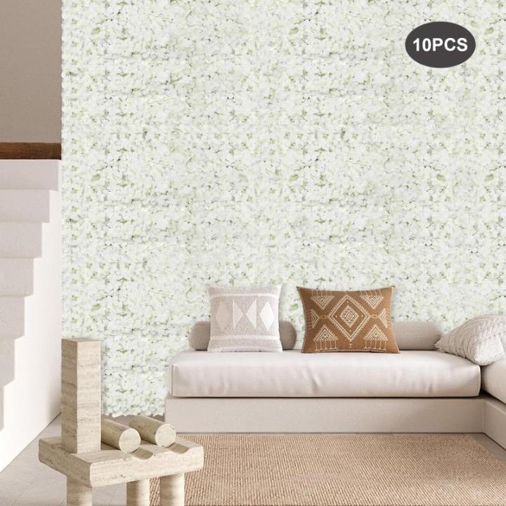 Kunstplanten, bloemen, muur, 10 stuks, kunstplanten, gazon, kunstplantenwand, 40 × 60 cm, wit