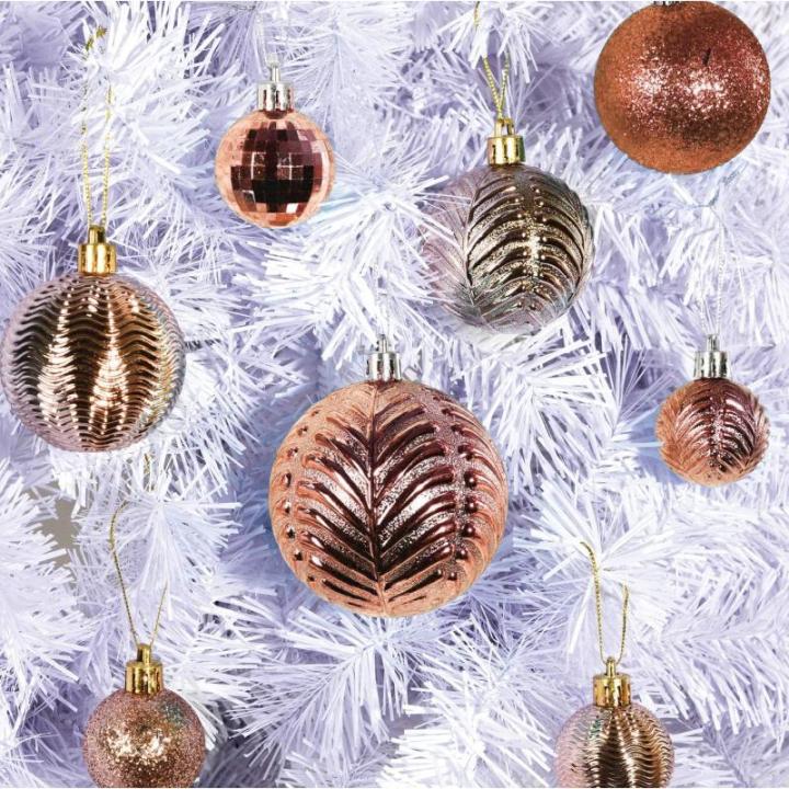 champagne kerstbalornamenten voor kerstversiering - 36 stuks kerstboom onbreekbare ornamenten met ophanglus voor vakantie- en feestdecoratie (combo van 6 stijlen in 3 maten)
