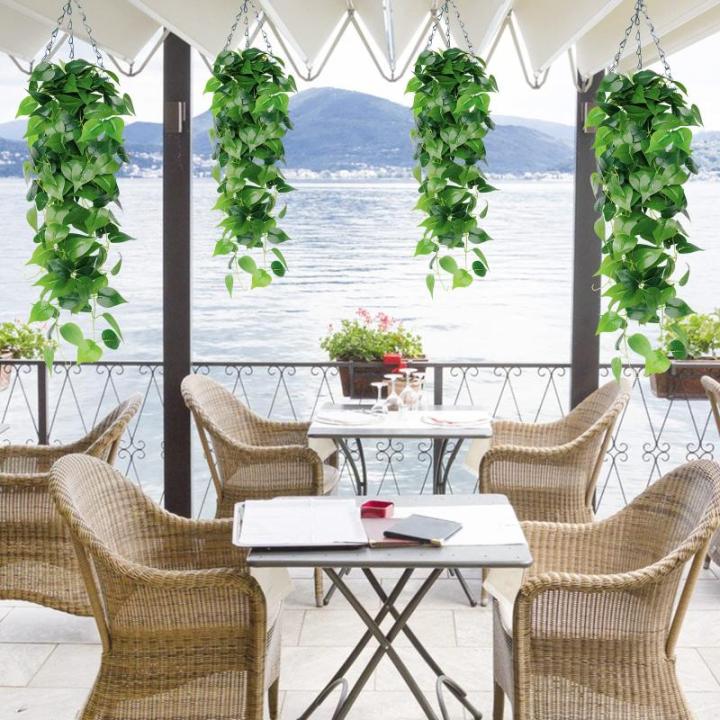 Kunsthangplanten, 3 stuks, 100 cm lange kunsthangplant, bruiloftsdecoratie, kunstklimop, wijnstokken voor muur, huis, kamer, indoor, outdoor decoratie (Lvluo)