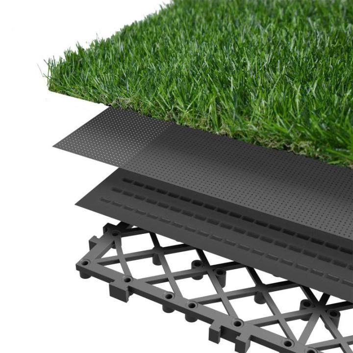 Grasfliese Set 30x30cm, Kunstrasen Rasenteppich Outdoor, 4cm Dicke, PE-Material, immergrün Grasmatte, künstlicher Rasen Bodenbelag für Terrasse, Balkon, Rasenfliesen Bodenbelag,