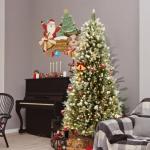 Kunstkerstboom met verlichting, 180 cm, PVC/PE, natuurgetrouw met sneeuwpunten en houten sokkel, kerstbomen, kerstdecoratie