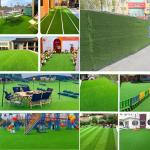 Premium Kunstrasenrolle, realistische Kunstrasen-Unterlage für Garten, Terrasse, Balkon, grün, Outdoor-Teppich, große Größe, 2 x 7 m, langlebig und einfach zu installieren