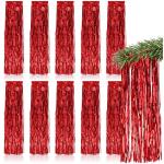 10x klatergoud - rode klatergoudslinger voor Kerstmis - kerstboomversiering voor de kerstboom - klatergoudgordijn met gladde draden (rood - 10 stuks)