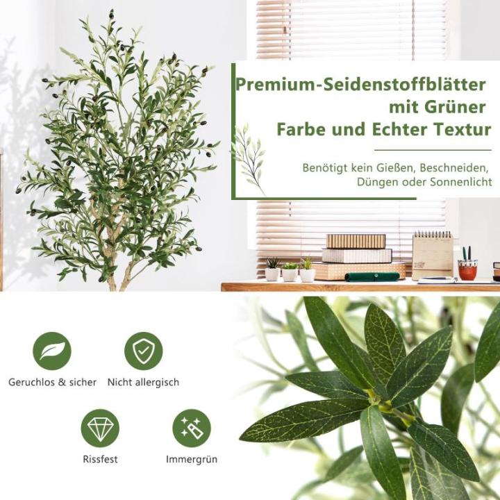 Olijfboom, kunstplant, 182 cm, grote in pot, kunstboom, lijkt op een echte plant, plastic plant, decoratie, woonkamer, slaapkamer, kantoor (182 cm, 1)