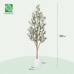 Olijfboom, , 180 cm, grote kunstboom, groen, kunstplant met vruchten in pot, voor binnen en buiten, thuis, slaapkamer, kantoor, tuindecoratie (1 stuks)