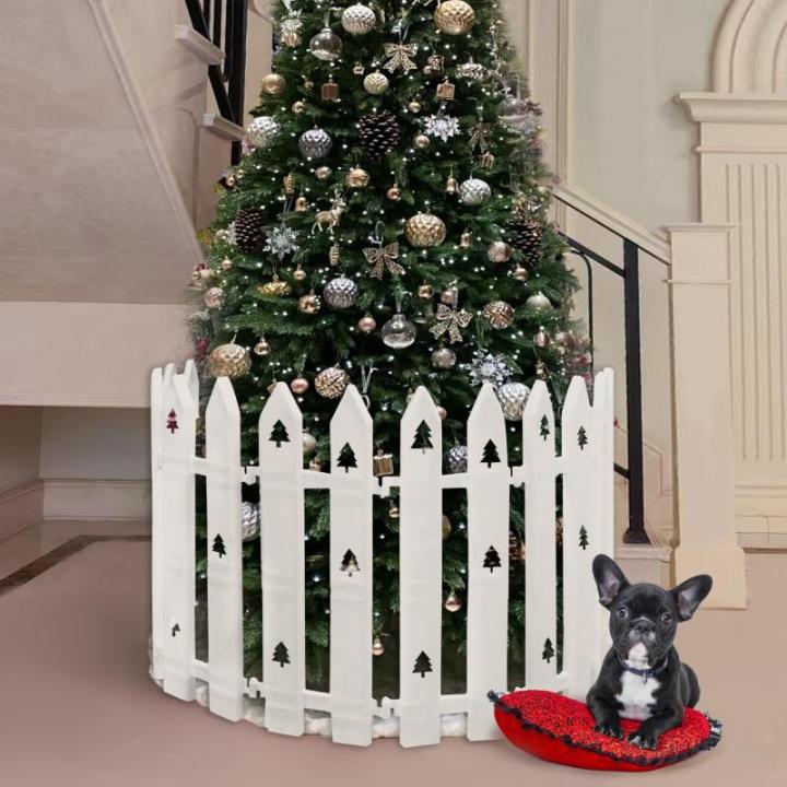 40 cm grote omheining voor de kerstboom, 24 stuks, witte lattenhek voor de kerstboom, kunststof voor huisdieren, kerstboomomheining voor kinderen, knutselende kerstboompatronen