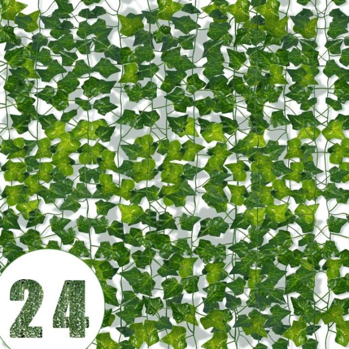 Ivy Kunstslingerset, 2,1 m klimopanken, 24 stuks decoratieve groene voor thuis, tuin en evenementdecoratie, duurzame en natuurlijke nepklimopplanten