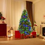 Kunstkerstboom met verlichting, 11 lichtmodi, 180 cm dennenboom met 1000 punten, snel op te zetten klapsysteem, kerstboom incl. metalen standaard