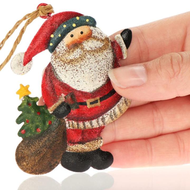 6x metalen voor de kerstboom - kerstboomversieringen van metaal - kerstversieringen met sneeuwpop en kerstman (6 stuks - Kerstman + sneeuwpop - klein)