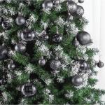 grijze kerstbalornamenten voor kerstversiering - 36 stuks kerstboom onbreekbare ornamenten met ophanglus voor vakantie- en feestdecoratie (combo van 6 stijlen in 3 maten)