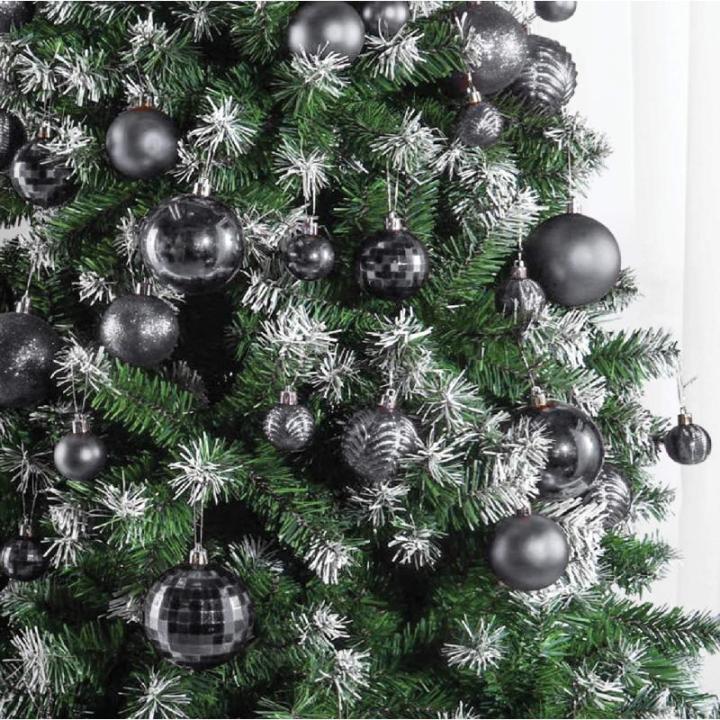 grijze kerstbalornamenten voor kerstversiering - 36 stuks kerstboom onbreekbare ornamenten met ophanglus voor vakantie- en feestdecoratie (combo van 6 stijlen in 3 maten)