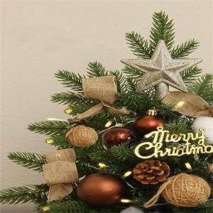 Mini Weihnachtsbaum, Weihnachtsbaumschmuck, Weihnachtsbaum Klein Beleuchtet, mit Weihnachtsschmuck und Holzsockel für Weihnachtsurlaub Party Home Office Decor (Rot Set,60 cm)