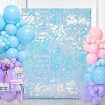 Meerjungfrau schimmernder Wandhintergrund – Regenbogen-Pailletten 24 Paneele Glitzer Bling Hintergrund Dekorationen – 3D-Wandpaneel für Party, Geburtstag, Hochzeit, Verlobung,