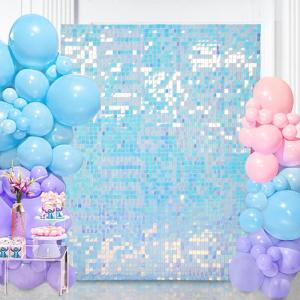 Meerjungfrau schimmernder Wandhintergrund – Regenbogen-Pailletten 24 Paneele Glitzer Bling Hintergrund Dekorationen – 3D-Wandpaneel für Party, Geburtstag, Hochzeit, Verlobung,
