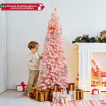 Kunstkerstboom, potlood, 180 cm, dennenboom met sneeuw, kerstboom met 460 takken en inklapbare metalen standaard, slanke kunstboom, Kerstmis voor thuis, kantoor, roze