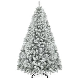 Kunstkerstboom met sneeuw, ca. 880 takken, dennenboom met klapsysteemframe en opvouwbare metalen standaard, snelle montage voor thuis, kantoor, winkels, 182 x 95 cm diameter
