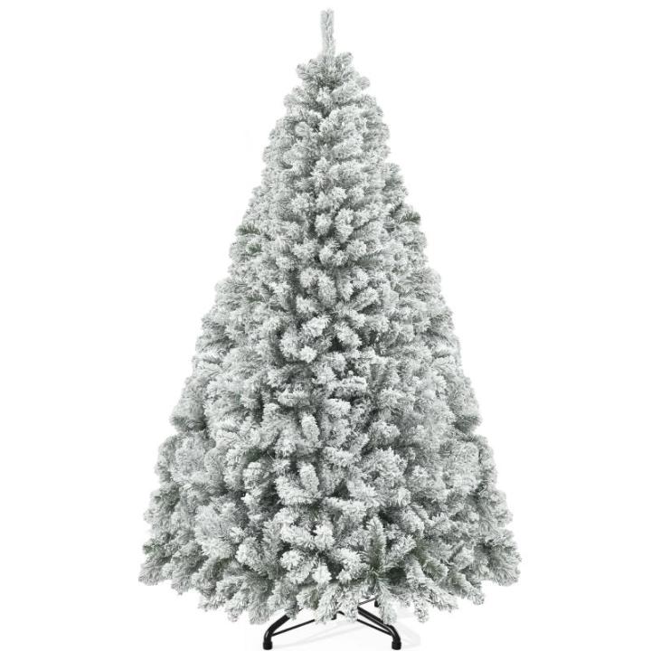 Kunstkerstboom met sneeuw, ca. 880 takken, dennenboom met klapsysteemframe en opvouwbare metalen standaard, snelle montage voor thuis, kantoor, winkels, 182 x 95 cm diameter