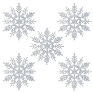 24 x sneeuwvlokken kerstdecoratie voor kerstboom glitter kerstboomversiering, zilver