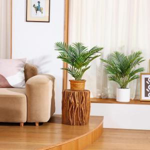 Areca Kunstpalm, 60 cm, in pot, kunstplant, tropisch, Hawaï, groen, voor slaapkamer, kantoor, tuin, bruiloft, party, decoratie (2 stuks)