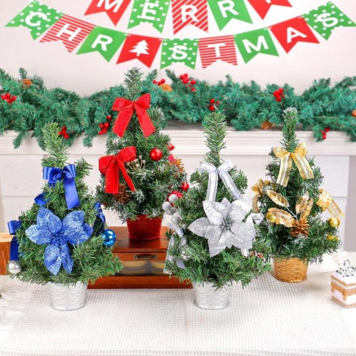 Mini-Weihnachtsbaum-Topf-Dekoration, die perfekte festliche Dekoration für jeden Raum, Mini-Weihnachtsbaum mit LED-Lichtern, für Zuhause, Tisch und Wohnzimmer (Gold)