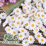 100 stuks gerbera-hoofden, kunstmatige madeliefjes, , decoratieve zijden plant voor huis, tuin, kantoor, decoratie, feest, bruiloft, boeket, wit
