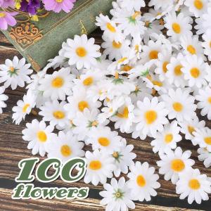 100 stuks gerbera-hoofden, kunstmatige madeliefjes, , decoratieve zijden plant voor huis, tuin, kantoor, decoratie, feest, bruiloft, boeket, wit