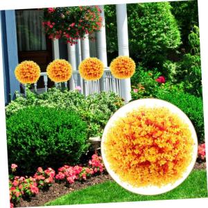 4 Stück Eukalyptus-grasball Künstlicher Eukalyptusbaum Runde Künstliche Pflanzenkugeln Kunstpflanze Buchsbaum Formschnitt Kugeln Topiary-Kugeln Faux-laubkugeln Plastik Orange