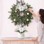 Künstlicher Weihnachtsstrauß, 30,5 cm, weiß, mattiert, Weihnachtssterne für Zuhause, Büro, Tischplatte, Innenbereich, Winterurlaub, Weihnachtsdekorationen