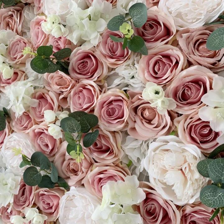 Champagner-Rosen, Weiße Blumen, Künstliche Blumen-Wandpaneele, Künstliche Hortensien-Rosenblüten Aus Seide, Hochzeit, Party, Süßigkeiten, Wand, Schaufenster, Festlicher Blume