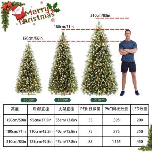 Kunstkerstboom van pvc, 150 cm, premium kwaliteit met led- en houten standaard, realistisch uitziende dennenboom, onderhoudsvriendelijke kerstboom voor feestelijke decoratie